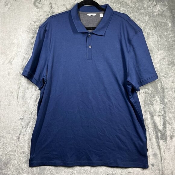 Calvin Klein Polo Shirt Mens X-Large Blue Soft Cotton Casual Short Sleeve - Picture 1 of 10